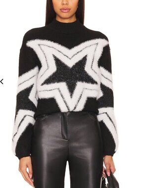 Lovers + Friends Black and White Star Sweater NEW WITH TAG